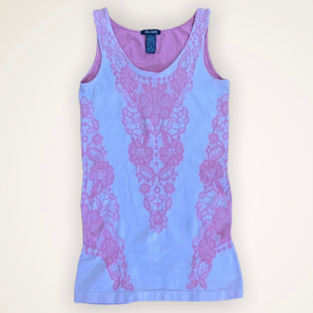 Soho Girls Lace Tank Top Tee Pink Women’s Size Medium